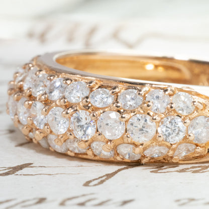 【日本の作品】 K18 1.00ct パヴェセッティング ダイヤモンド リング 指輪  華やかデザイン  MOR00542