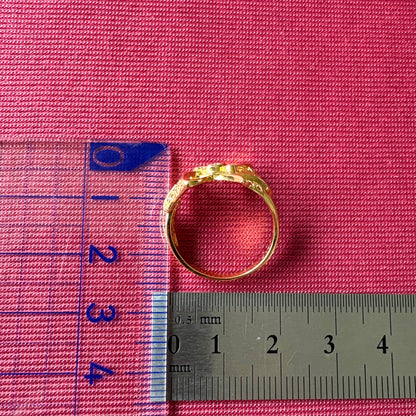 K18 リボンモチーフ ダイヤモンドリング 0.10ct 透かし細工 フィリグリー ダイヤ セット レトロジュエリー 昭和レトロ エレガント  CHR02103