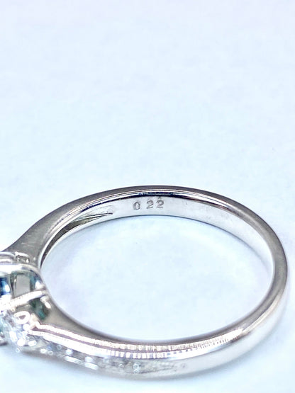 パライバトルマリン 0.22ct / ダイヤモンド 計0.22ct Pt900 リング 10号【リフレッシュメント(新品仕上げ・補修・洗浄等済)】【3日以内返品可（※カード/キャリア決済の場合）】