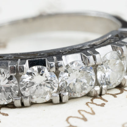 昭和ジュエリー ダイヤモンドリング Pt900 1.00ct 一文字リング ヴィンテージ 昭和レトロ 透かしデザイン 指輪 プラチナ MR00739