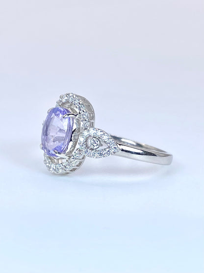 ハックマナイト 0.85ct / ダイヤモンド 計0.29ct Pt900 リング 13号【リフレッシュメント(新品仕上げ・補修・洗浄等済)】【3日以内返品可（※カード/キャリア決済の場合）】