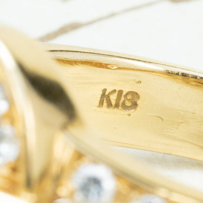 【日本の作品】レトロ ヴィンテージ ジュエリー K18 ルビー ダイヤモンド サークル レール留め コントラスト デザイン ゴールド リング MR00802