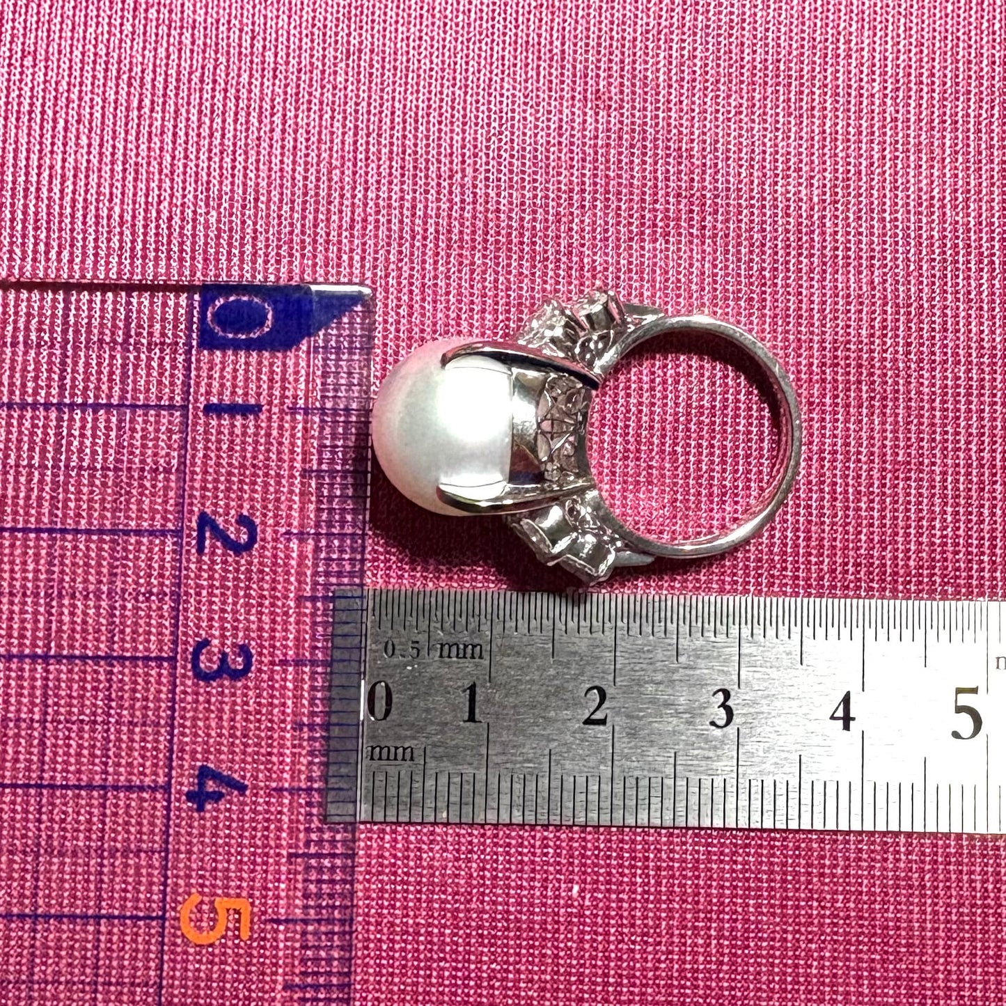 Pt900 南洋真珠 パール 約13.9mm ダイヤモンド 1.09 レトロ ヴィンテージ デザイナ リング 昭和ジュエリー 〜光が零れ落ちる絹の輝きを貴女に〜 OKR00239