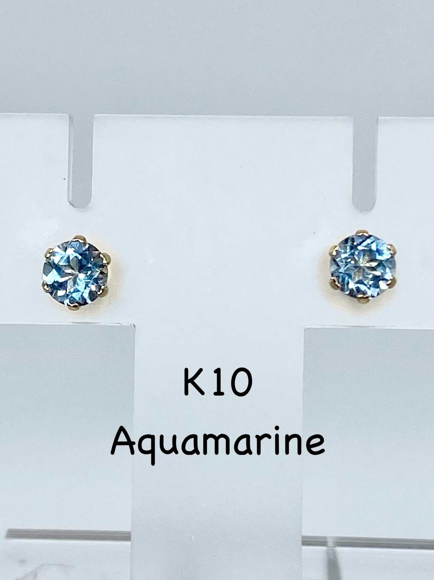 新品[A]アクアマリン K10 ピアス 新品