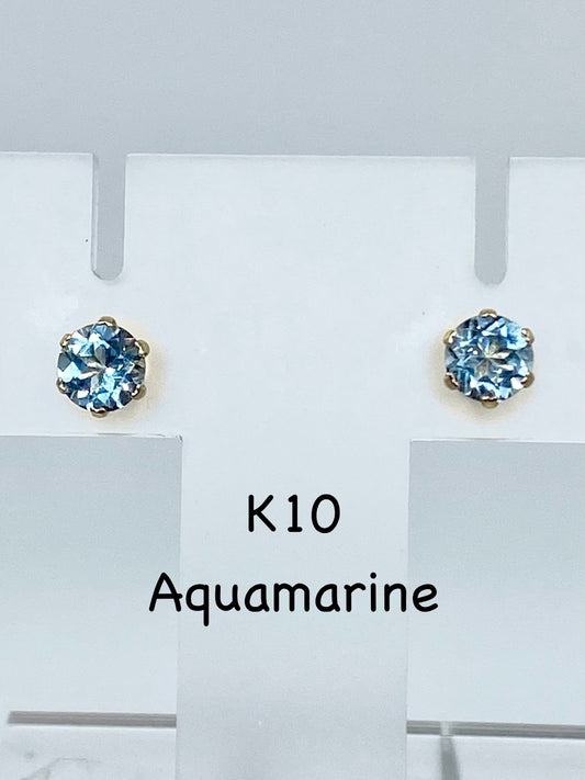 新品[A]アクアマリン K10 ピアス 新品