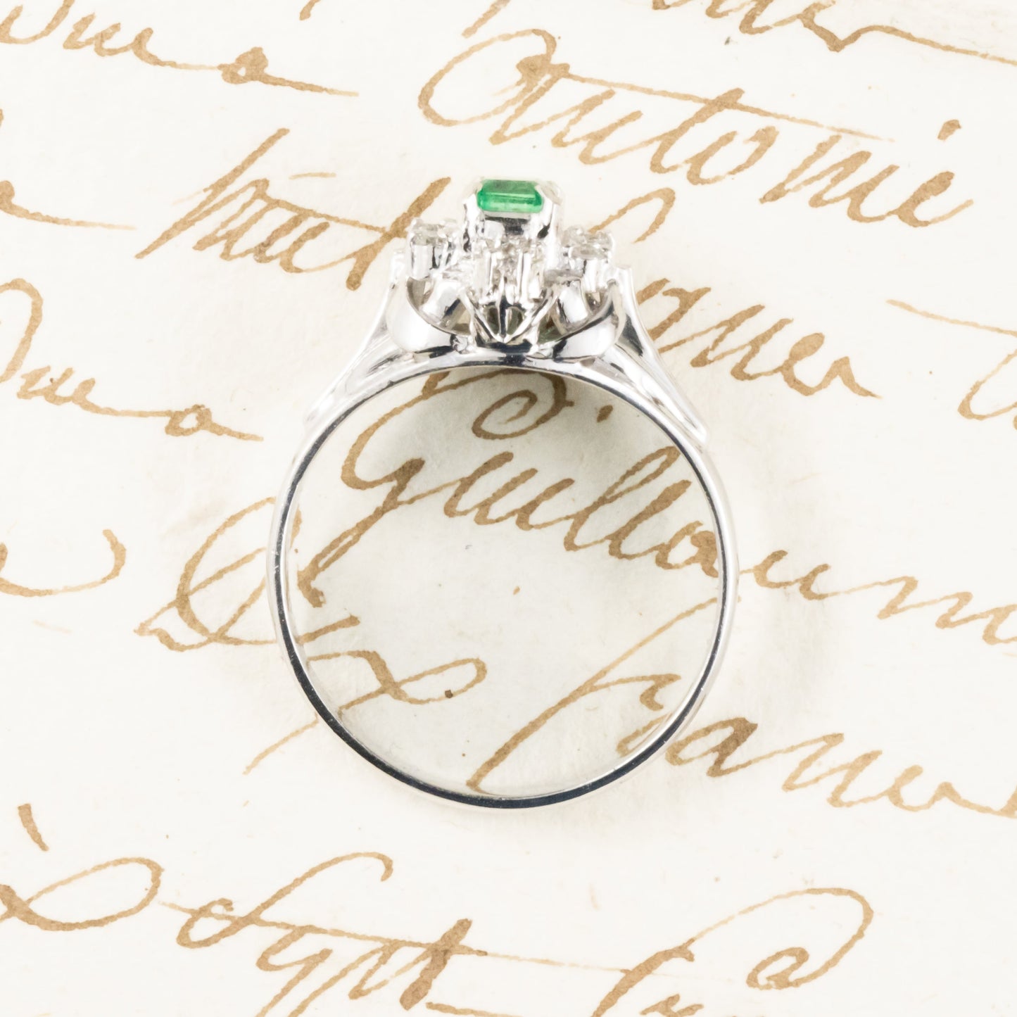 昭和ジュエリー エメラルド ダイヤモンド リング Pt200 0.25ct ヴィンテージ 昭和レトロ 指輪 プラチナ CHR01827