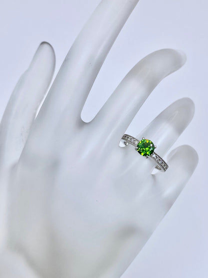 デマントイドガーネット 0.80ct / ダイヤモンド 計0.16ct Pt950 リング 11号【リフレッシュメント(新品仕上げ・補修・洗浄等済)】【3日以内返品可（※カード/キャリア決済の場合）】