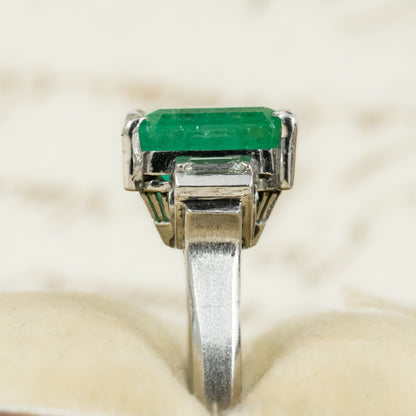 エメラルド ダイヤモンド リング 昭和レトロ スクエアフォルム バケットカット ヴィンテージ リング CHR02037