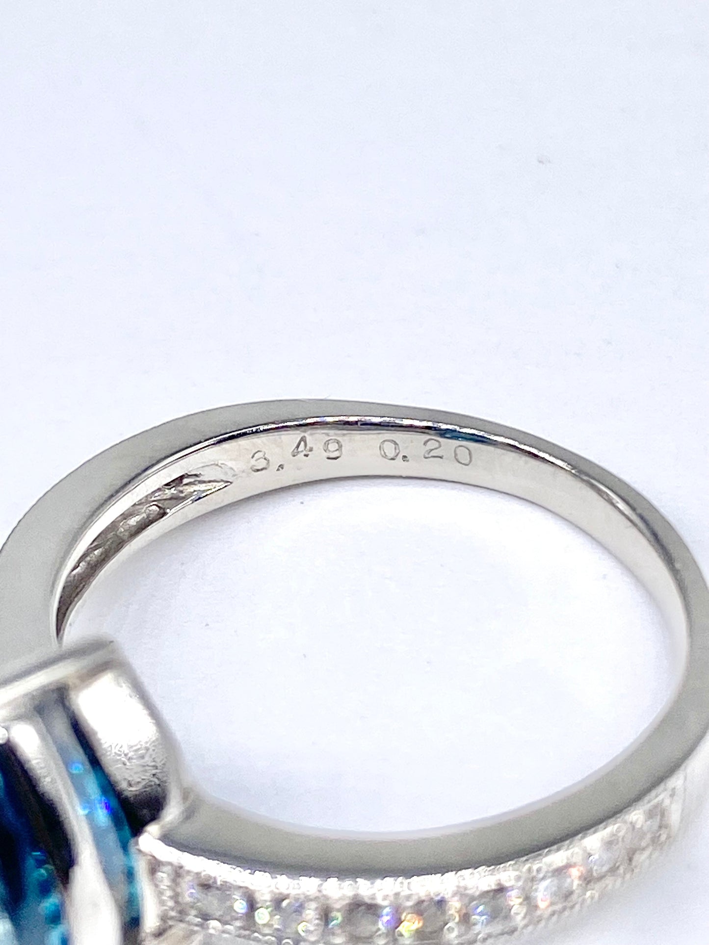ブルージルコン 3.49ct / ダイヤモンド 計0.20ct Pt900 リング 12号リフレッシュメント新品仕上げ・補修・洗浄等済3日以内返品可※カード/キャリア決済の場合 9枚目