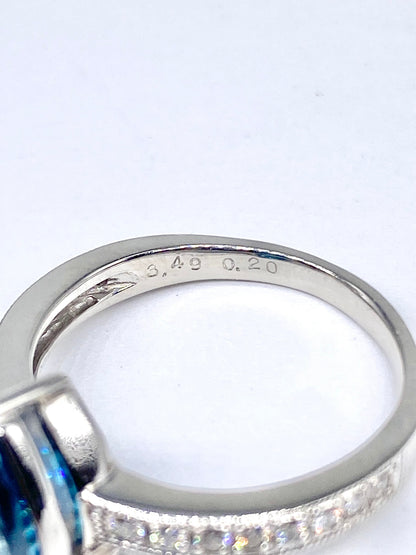 ブルージルコン 3.49ct / ダイヤモンド 計0.20ct Pt900 リング 12号リフレッシュメント新品仕上げ・補修・洗浄等済3日以内返品可※カード/キャリア決済の場合 9枚目
