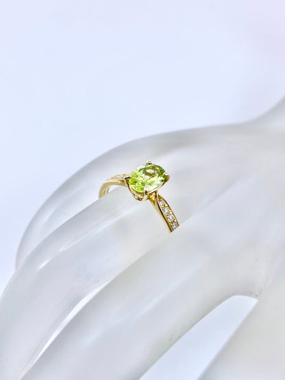 ペリドット 0.74ct / ダイヤモンド 計0.08ct K18 リング 11号【リフレッシュメント(新品仕上げ・補修・洗浄等済)】【3日以内返品可（※カード/キャリア決済の場合）】
