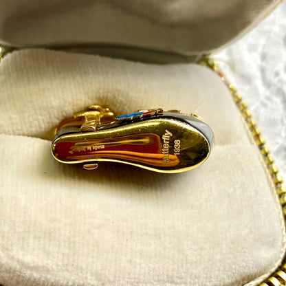 Vintage Salvatore Ferragamo Jewels Miniature Preziose Butterfly Necklace （サルヴァトーレ・フェラガモ ジュエルズ ミニチュア・プレツィオーゼ バタフライ ペンダントトップ K18 ヴィンテージ イエロー ゴールドジュエリー オニキス MOP00285