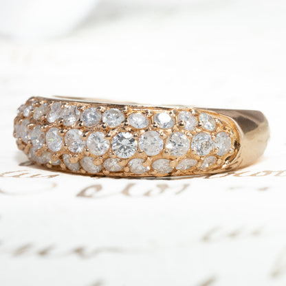 【日本の作品】 K18 1.00ct パヴェセッティング ダイヤモンド リング 指輪  華やかデザイン  MOR00542