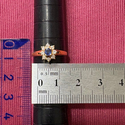 ヴィンテージジュエリー 服部時計店 K18  サファイア 0.17ct  ダイヤモンド 0.2ct クラスター 小花デザイン ゴールド リング 〜楚々とした高原の花のような優しさ〜OKR00245