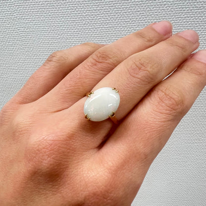 昭和レトロ オパールリング K18 千本透かし ヴィンテージ 指輪 和ジュエリー 遊色 カボション MOR00690