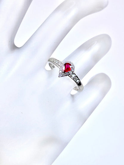 【新品】非加熱ピジョンブラッドルビー 0.21ct / ダイヤモンド 計0.18ct Pt950 リング【新品】【3日以内返品可（※カード/キャリア決済の場合）】