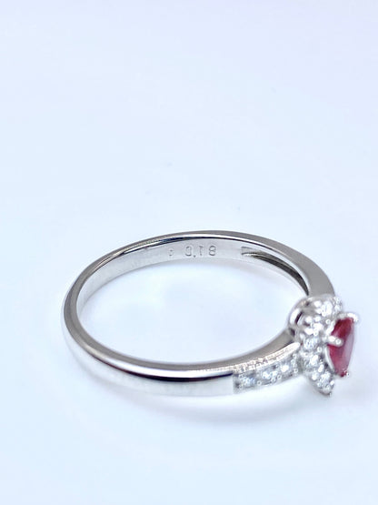 【新品】非加熱ピジョンブラッドルビー 0.21ct / ダイヤモンド 計0.18ct Pt950 リング【新品】【3日以内返品可（※カード/キャリア決済の場合）】