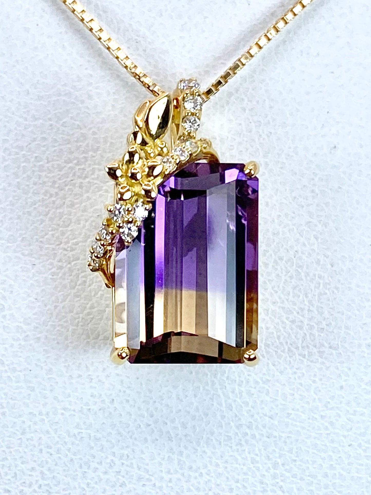 アメトリン 7.61ct / ダイヤモンド 計0.10ct K18 ネックレス【リフレッシュメント(新品仕上げ・補修・洗浄等済)】【3日以内返品可（※カード/キャリア決済の場合）】