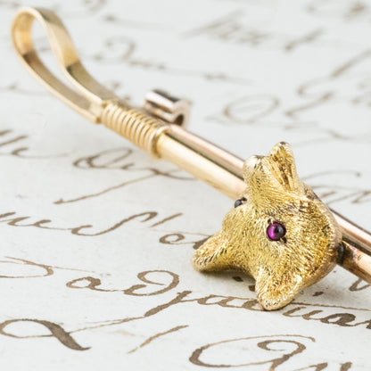 アンティークジュエリー fox brooch  K15イギリス キツネ アンティークブローチ お目目が可愛い ルビーDBR00114