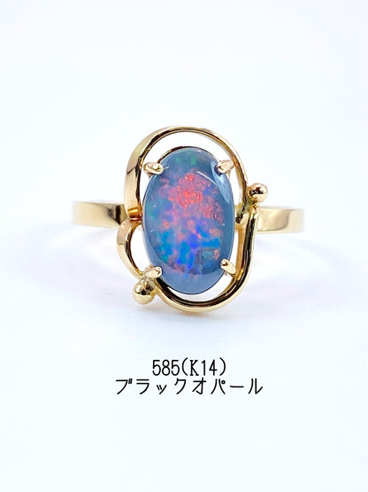 【夏季全体SALE（ジュエリー）~7/31】ブラックオパール 585(K14) リング 15号【リフレッシュメント(新品仕上げ・補修・洗浄等済)】【3日以内返品可（※カード/キャリア決済の場合）】