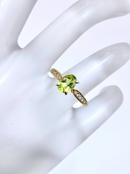 ペリドット 0.74ct / ダイヤモンド 計0.08ct K18 リング 11号【リフレッシュメント(新品仕上げ・補修・洗浄等済)】【3日以内返品可（※カード/キャリア決済の場合）】