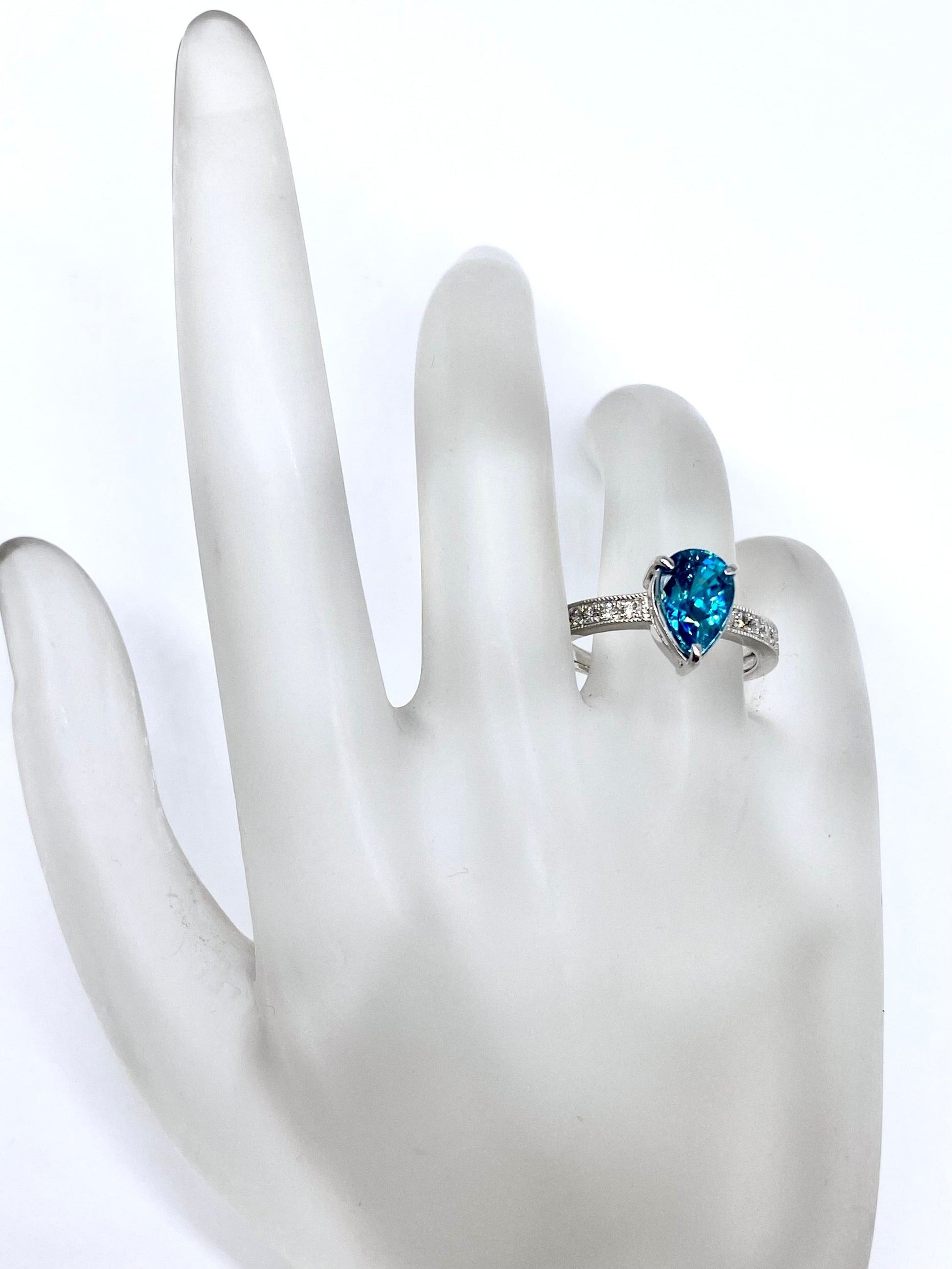 ブルージルコン 3.49ct / ダイヤモンド 計0.20ct Pt900 リング 12号リフレッシュメント新品仕上げ・補修・洗浄等済3日以内返品可※カード/キャリア決済の場合 5枚目