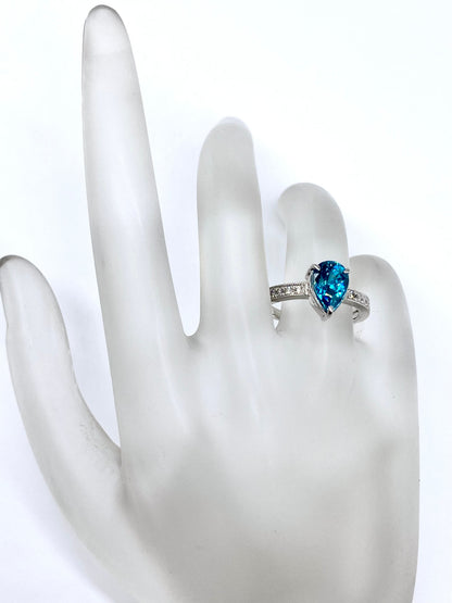 ブルージルコン 3.49ct / ダイヤモンド 計0.20ct Pt900 リング 12号リフレッシュメント新品仕上げ・補修・洗浄等済3日以内返品可※カード/キャリア決済の場合 5枚目