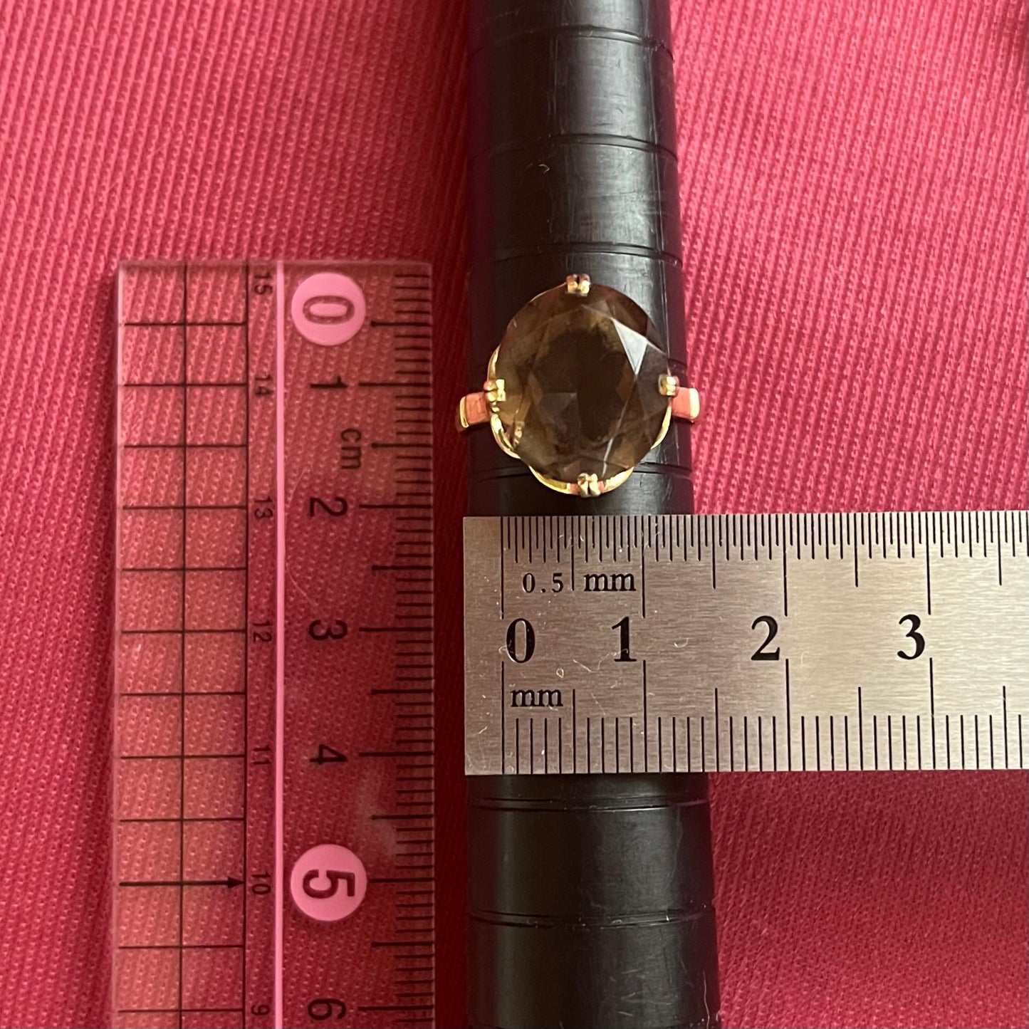 昭和ジュエリー スモーキークォーツ リング K14 ヴィンテージ 昭和レトロ ゴールド 指輪 MOR00648