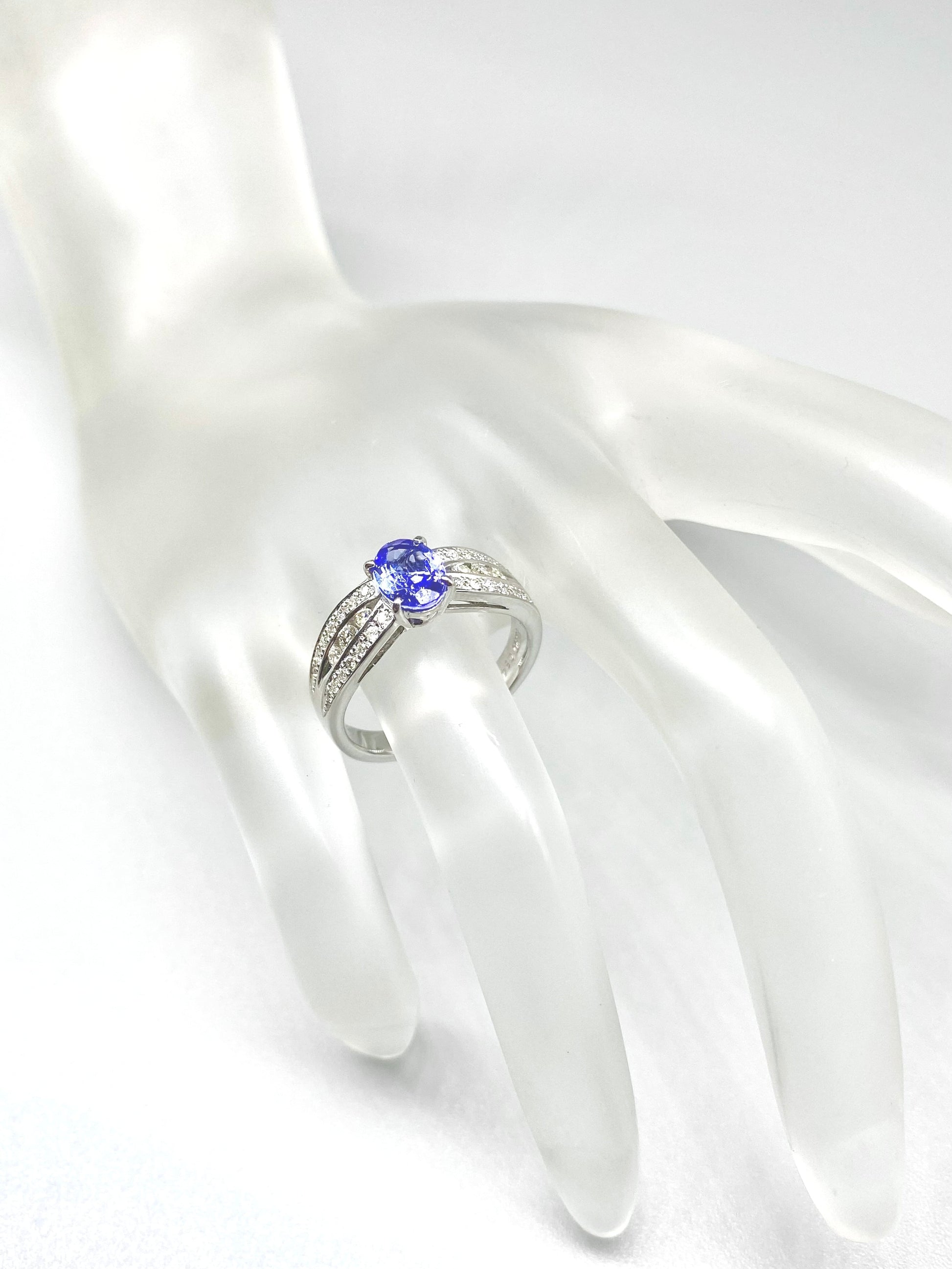 タンザナイト 0.84ct / ダイヤモンド 計0.27ct Pt950 リング 11.5号リフレッシュメント新品仕上げ・補修・洗浄等済3日以内返品可※カード/キャリア決済の場合動画リンク　Twitt 5枚目