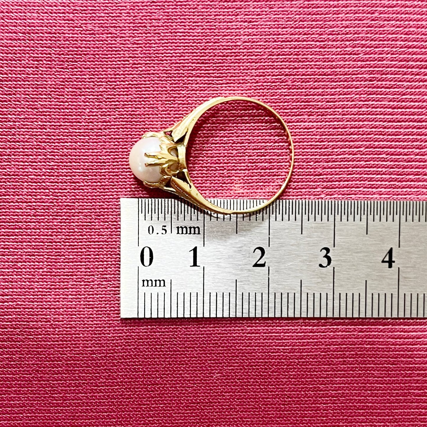 昭和ジュエリー パール リング K18 真珠 約7mm ヴィンテージ 昭和レトロ 和彫り 手彫り ミル打ち ゴールド 指輪 MR00786