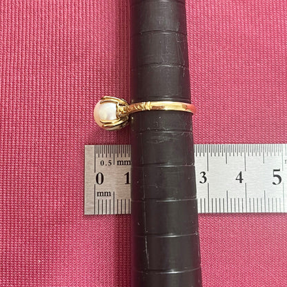昭和ジュエリー パール 真珠 リング K18 ヴィンテージ 昭和レトロ 和彫り ゴールド 指輪 MOR00536