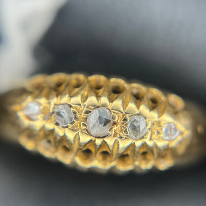 アンティークジュエリー イギリス アンティークリング 5stone リング K18 オールドカット ダイヤモンド バーミンガム 1894年 DR00543
