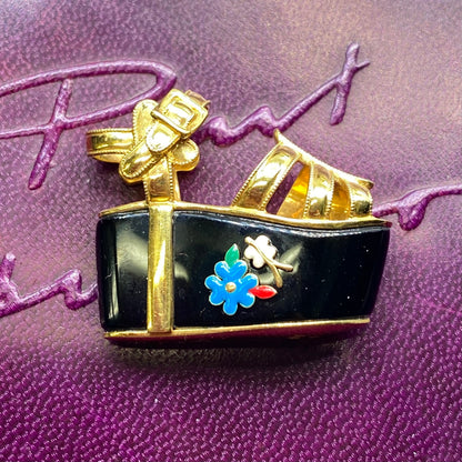 Vintage Salvatore Ferragamo Jewels Miniature Preziose Butterfly Necklace （サルヴァトーレ・フェラガモ ジュエルズ ミニチュア・プレツィオーゼ バタフライ ペンダントトップ K18 ヴィンテージ イエロー ゴールドジュエリー オニキス MOP00285