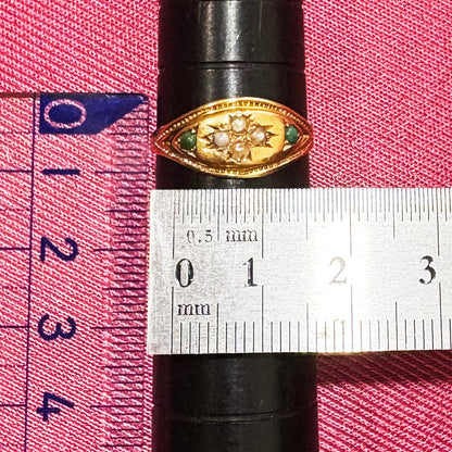 アンティークジュエリー K15 英 バーミンガム 1878年  パール トルコ石 アンティークリング 〜詩情あふれる英国のロマンを貴女に… DR00711
