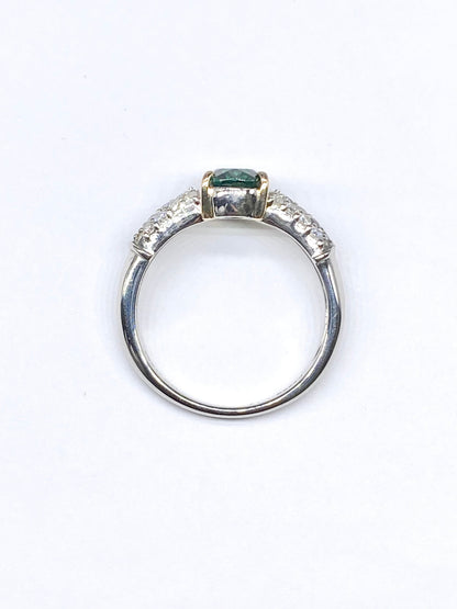 グリーントルマリン 1.17ct / ダイヤモンド 計0.25ct Pt900/K18 リング リフレッシュメント新品仕上げ・補修・洗浄等済動画リンク　Twitter/Xあり3日以内返品可※カード/キ 13枚目