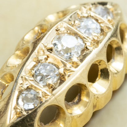 イギリス アンティーク ジュエリー K18 5stone オールドカット ダイヤモンド クラッシックデザイン リング 指輪 バーミンガム 1913 DR00734
