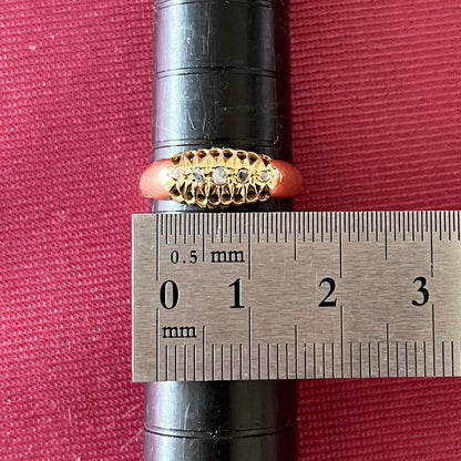 アンティークジュエリー イギリス アンティークリング 5stone リング K18 オールドカット ダイヤモンド バーミンガム 1894年 DR00543