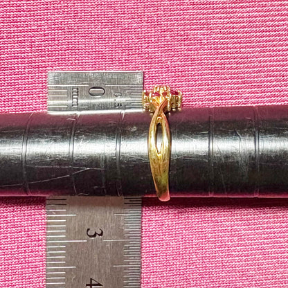 【日本の作品】レトロ ヴィンテージ ジュエリー K18 ルビー ダイヤモンド 小花 フラワー デザイン リング 指輪 OKR00253