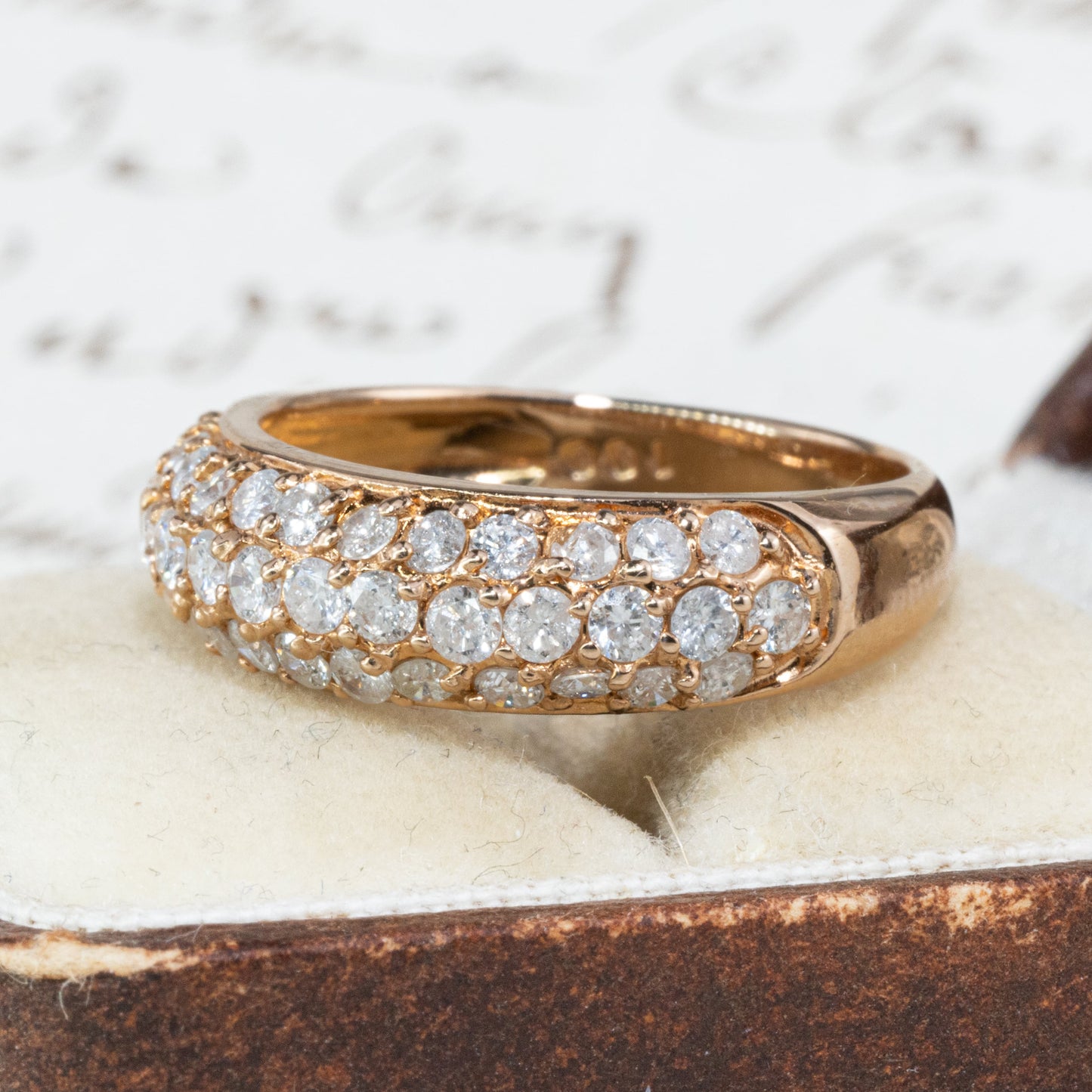【日本の作品】 K18 1.00ct パヴェセッティング ダイヤモンド リング 指輪  華やかデザイン  MOR00542