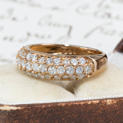 【日本の作品】 K18 1.00ct パヴェセッティング ダイヤモンド リング 指輪  華やかデザイン  MOR00542
