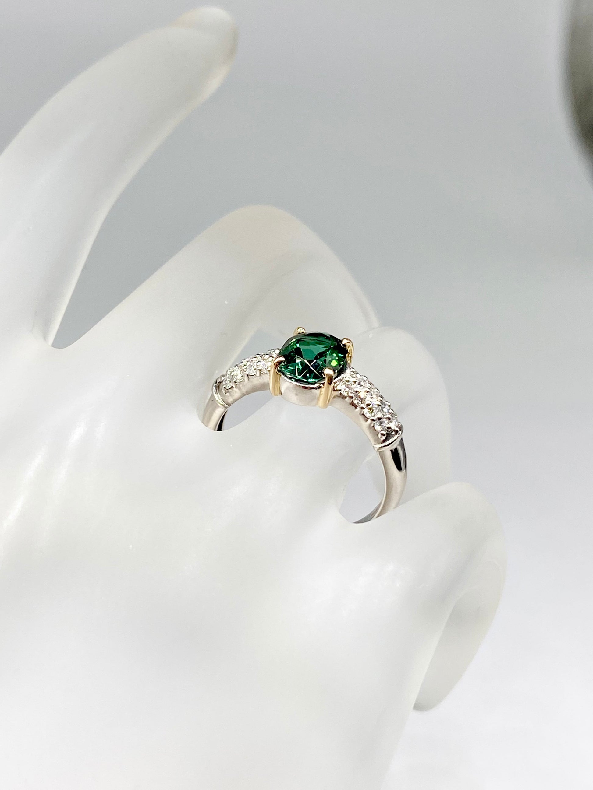 グリーントルマリン 1.17ct / ダイヤモンド 計0.25ct Pt900/K18 リング リフレッシュメント新品仕上げ・補修・洗浄等済動画リンク　Twitter/Xあり3日以内返品可※カード/キ 6枚目