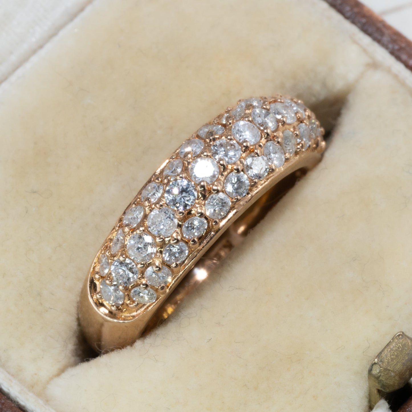【日本の作品】 K18 1.00ct パヴェセッティング ダイヤモンド リング 指輪  華やかデザイン  MOR00542