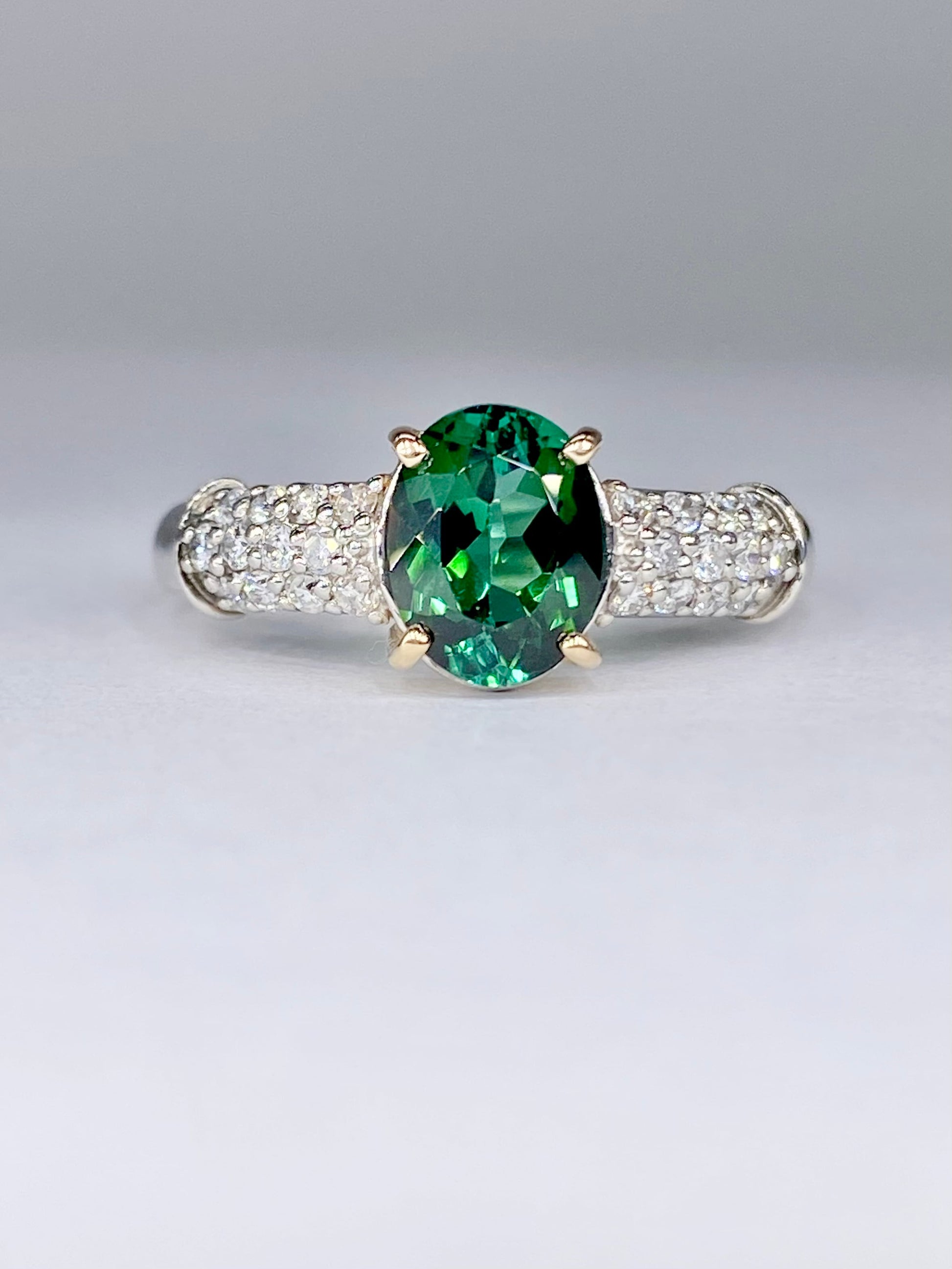 グリーントルマリン 1.17ct / ダイヤモンド 計0.25ct Pt900/K18 リング リフレッシュメント新品仕上げ・補修・洗浄等済動画リンク　Twitter/Xあり3日以内返品可※カード/キ 4枚目