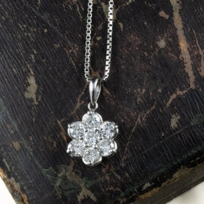 Pt900 ダイヤモンド1.02ct フラワー クラスター ペンダント トップ チャーム ヴィンテージ 小花デザイン 上品な輝き MOP00239