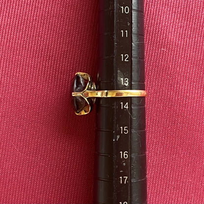 昭和ジュエリー スモーキークォーツ リング K14 ヴィンテージ 昭和レトロ ゴールド 指輪 MOR00648