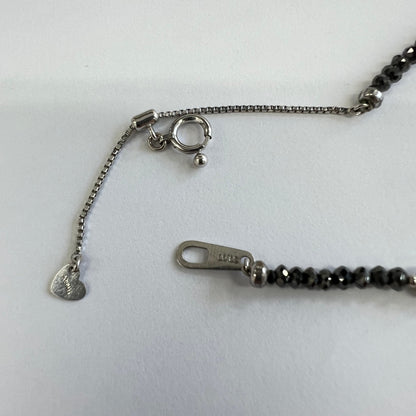天然石 ブラックダイヤ ビーズ 合計 30ct K18WG 40~45cm アジャスターチェーン付き シンプルデザイン ネックレス30ct 〜クールなブラックダイヤの輝き〜 MN00251