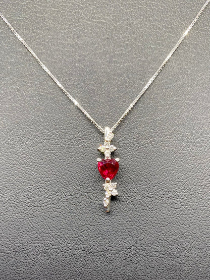ルビー 0.79ct/ダイヤモンド 計0.13ct Pt900/K18WG ネックレスリフレッシュメント新品仕上げ・補修・洗浄等済3日以内返品可※カード/キャリア決済の場合 2枚目