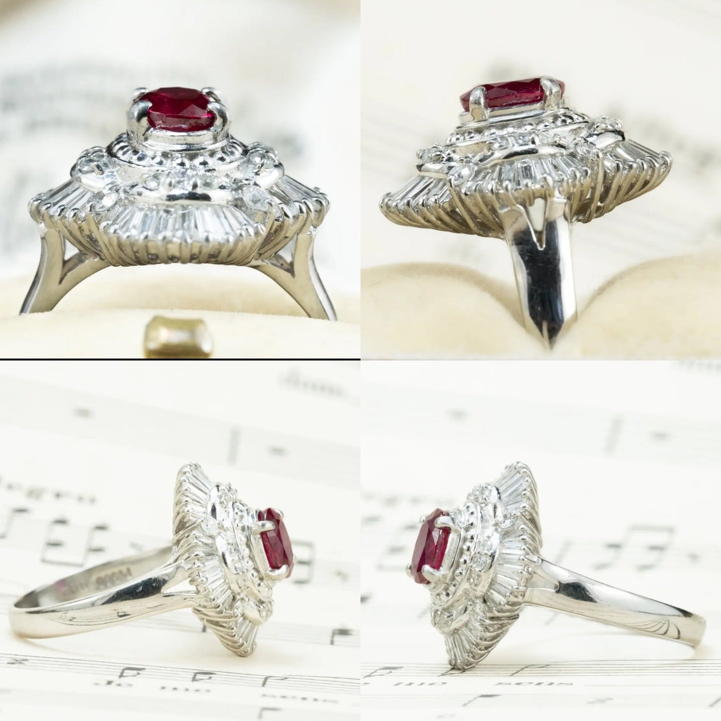 昭和ジュエリー ルビー ダイヤモンド リング Pt900 0.92ct 0.76ct ヴィンテージ 昭和レトロ プラチナ 指輪 MOR00697