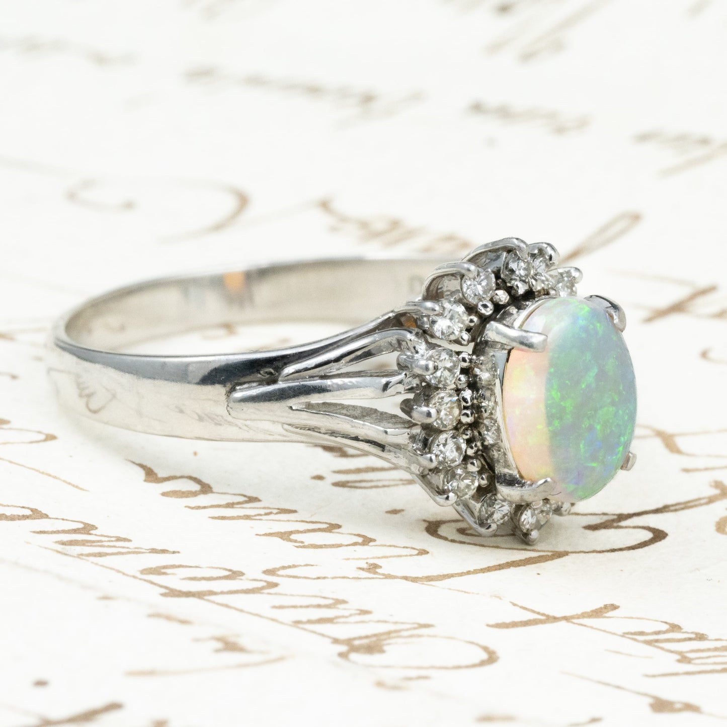 昭和ジュエリー オパール ダイヤモンド リング Pt900 0.78ct ヴィンテージ 昭和レトロ 指輪 プラチナ MR00765