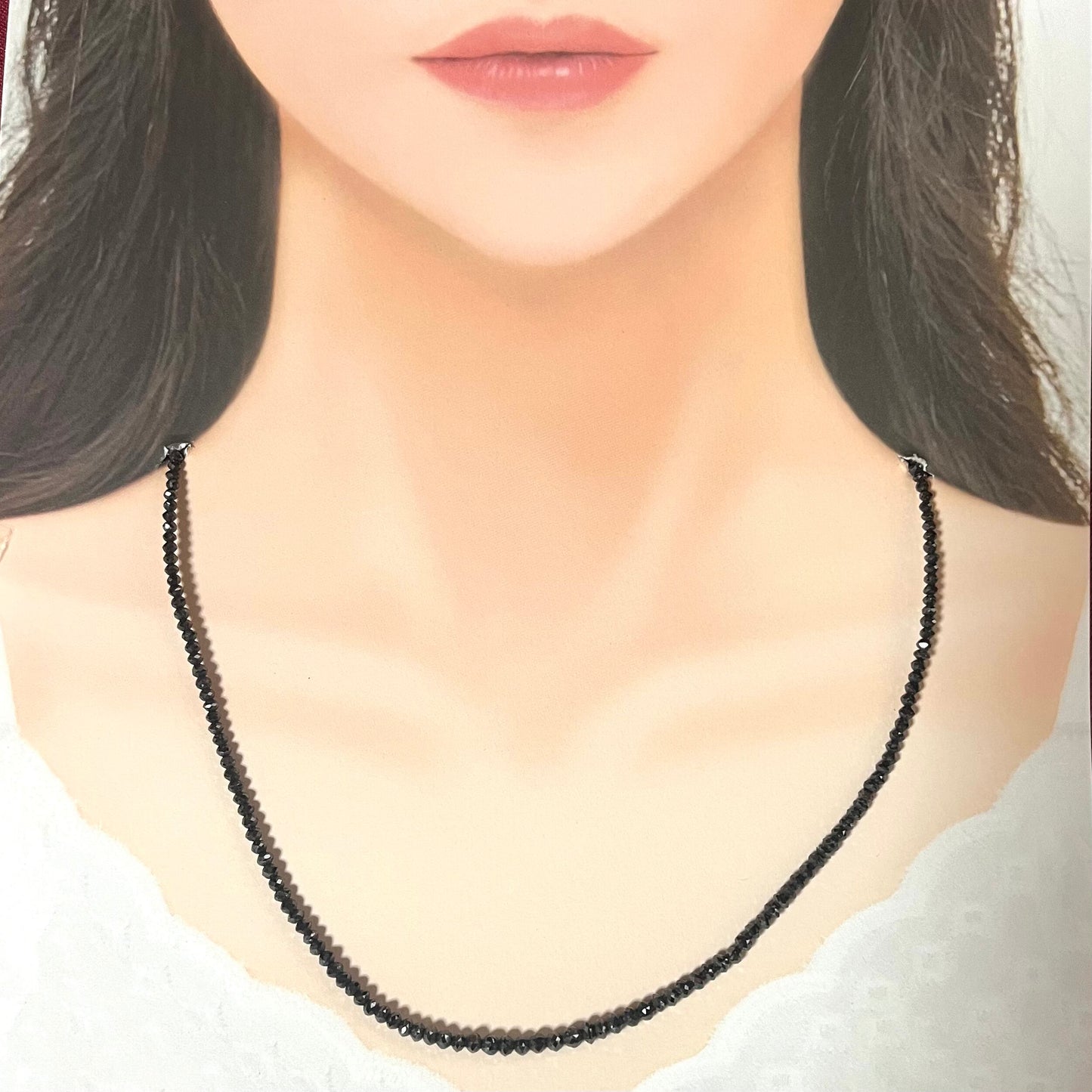 K18 ホワイトゴールド ブラックダイヤモンド ビーズ ネックレス 42cm MON00279